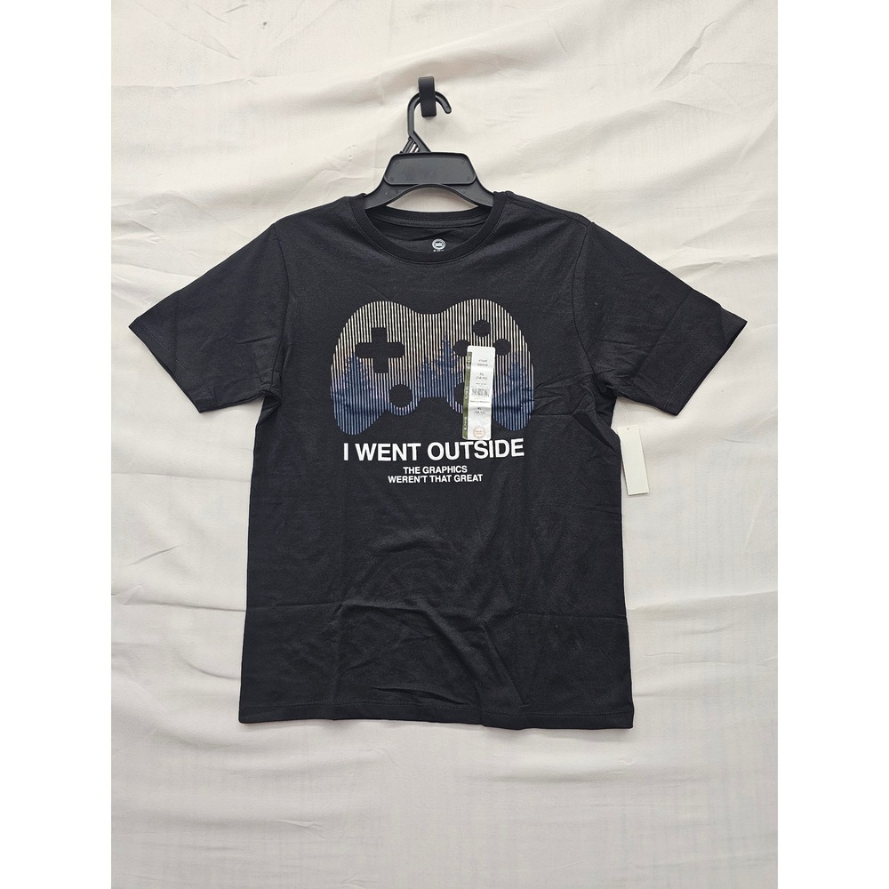 Wonder‎ Nation Boys Graphic T-Shirt Black Cotton Blend Casual Size XL 14-16